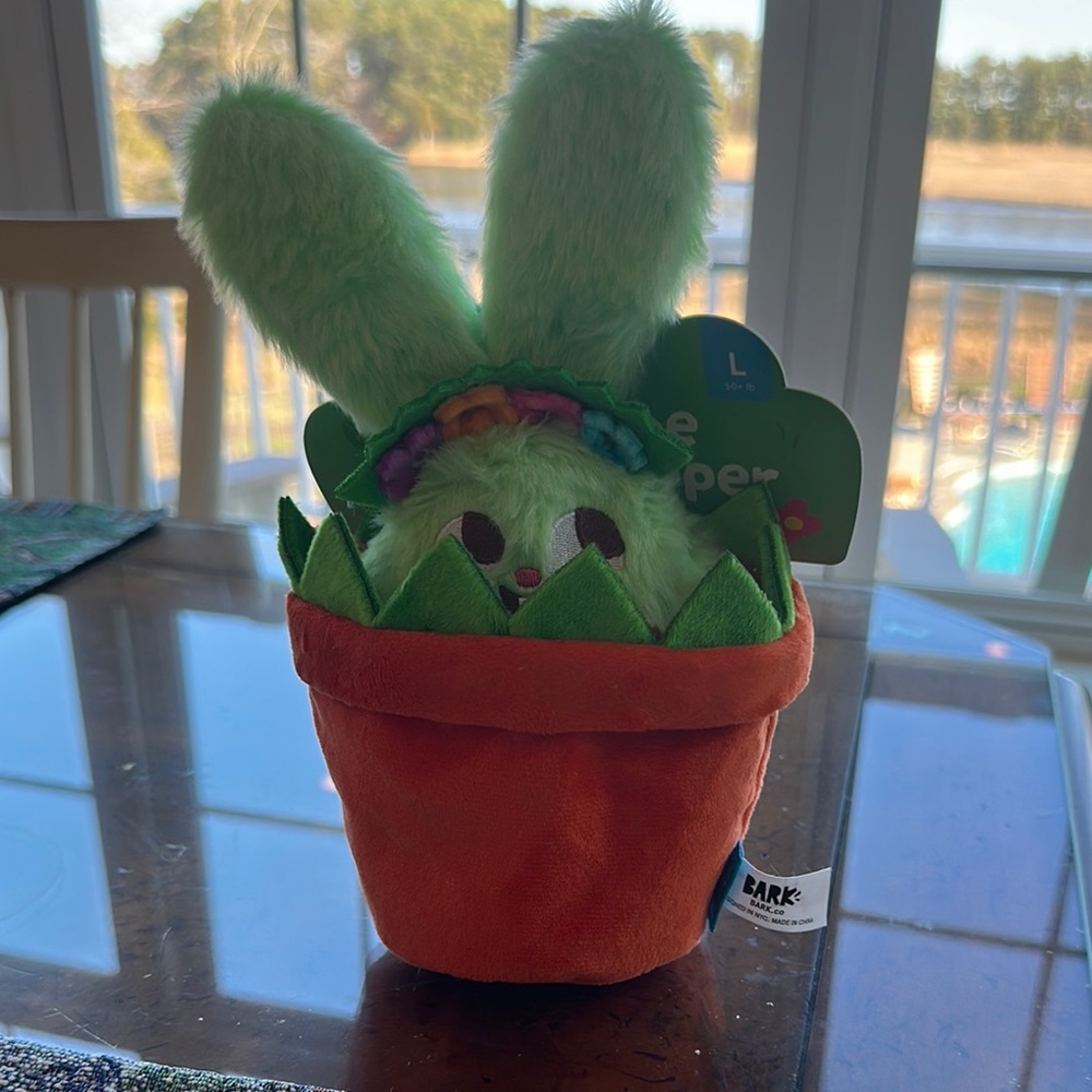BARK super cute bunny & basket plush dog toy-2 pieces-Large (50+ lbs)
